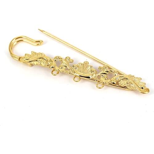 75x7mm Blank Kilt Pins Filigree Flower with 3 Loops Connectors Clips Pins Brooches Bases Settings Findings Jewelry Accessories