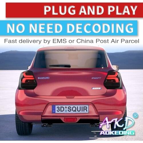 AKD Car LED Tail Light Taillight For Suzuki Swift 2017 2018 2019 Rear Fog Lamp + Brake Light + Reverse + Dynamic Turn Signal