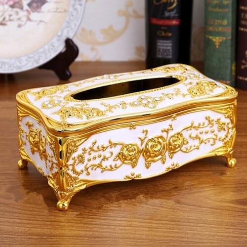 European Style Living Room Tissue Box Holder Cover Luxurious Napkin Storage Case Decorative Paper Holders for Home Hotel Car