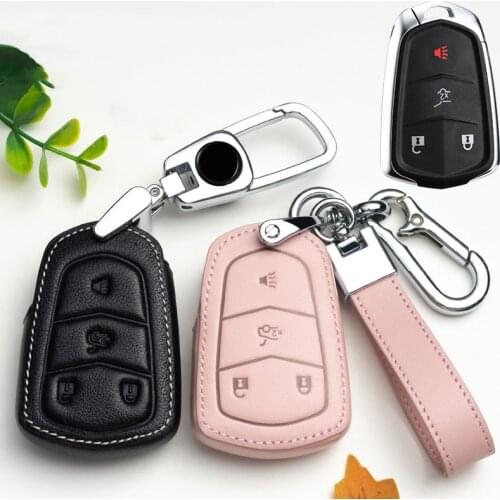 Leather Car Key Cover Case for Cadillac Escalade CTS XTS ATS ATS-L XLS SRX 4/5/6 Button 28T CTS-V XT5 CT6 Protect Covers