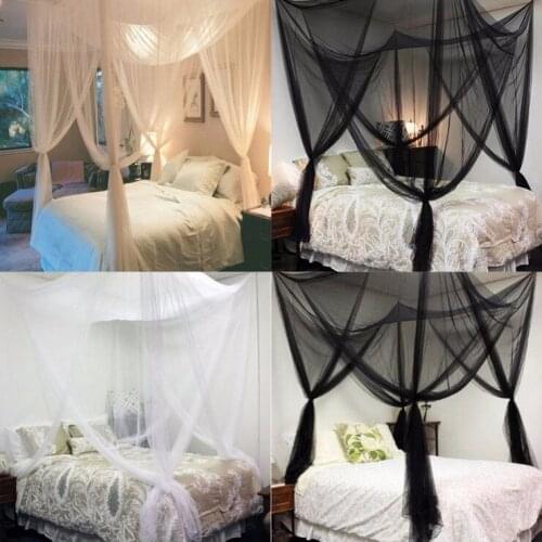 Black Four Door Square Mosquito Net Polyester / Cotton Universal Insecticide Treated,folded Quadrate a General-purpose