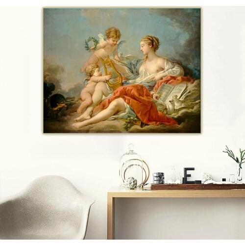 Citon Francois Boucher《Allegory of Music》Canvas Oil Painting Artwork Poster Picture Wall Decor Background Home indoor Decoration