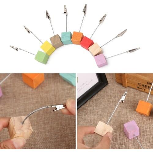 1PC Color Log Square Photos Clips Note Holder Desktop Ornaments Postcard Clamp Message Folder Desktop Decoration Supplies