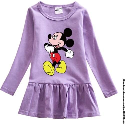Kids Dress For Girls Mickey Mouse Princess Girls Dress Patchwork Girls Autumn Dress Cartoon Long Sleeve Dress for Girls 2-8 Year