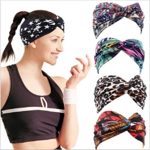 European And American Women Bohemian Style New Stretch CrossSports Headband Wide Side Face Scarf