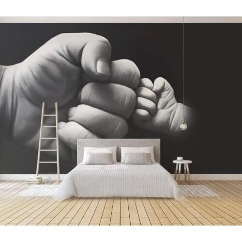 Custom 3D Photo Wallpaper Creative hand painted black and white fist background wall Mural Wallpaper Living Room TV Home Decor