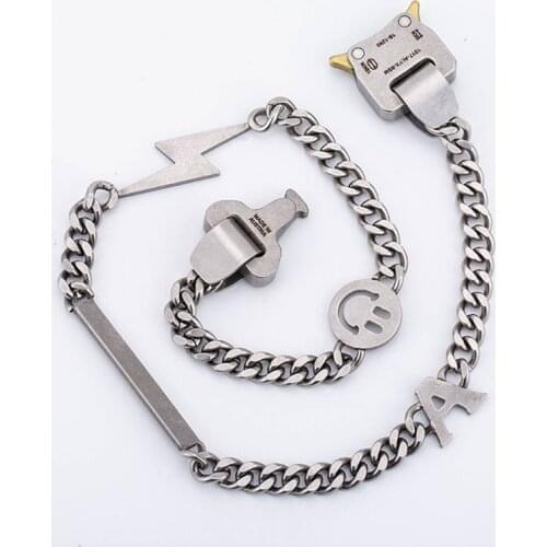 HANGZHI European and American fashion hip-hop punk street metal trendy titanium steel old antique safety buckle mens necklace