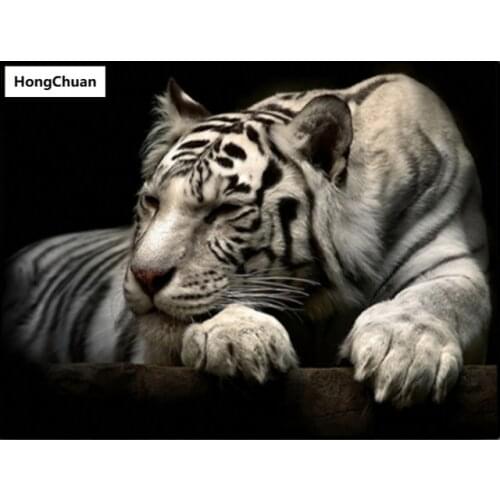 Tiger Leopard Mural 5D DIY Square/Round Diamond Painting Mosaic Cross EmbroideryHandicraft HomeDecoration ChristmasGift New Year