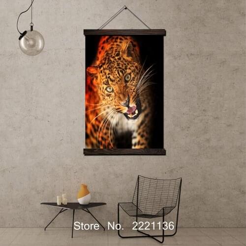 Naughty leopard HD Printed Scroll Painting HD Wall Art Hanging Canvas Painting HD Printed Pictures for Living Room Decoration