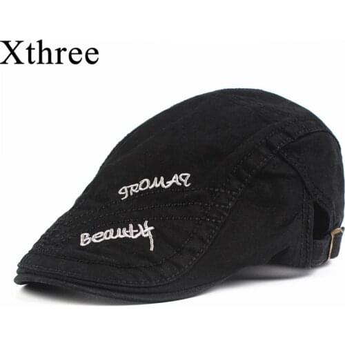 Xthree Fashion Embroidery for Men newsboy Cap Cotton Berets casquette HatsVisors Sun hat Gorras Planas Adjustable Caps