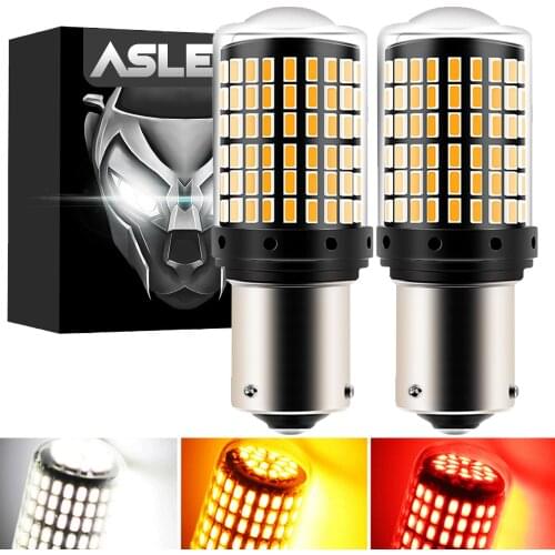 2PC T20 7440 W21W LED Bulbs 3014 144smd led CanBus No Error 1156 BA15S P21W BAU15S PY21W led lamp For Turn Signal Light No Flash