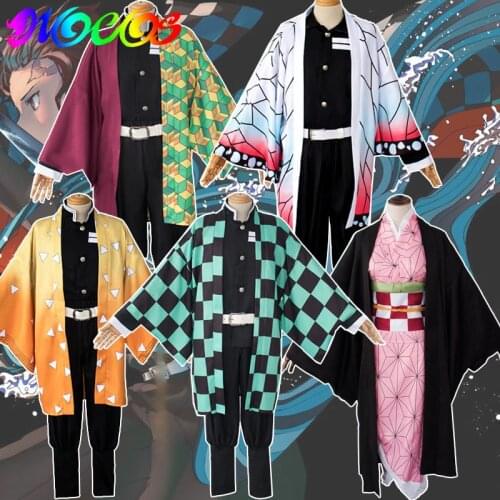 Demon Slayer Kimetsu no Yaiba Kamado Tanjirou Kamado Nezuko Agatsuma Zenitsu Tomioka Giyuu Kochou Shinobu Cosplay Wigs Costumes