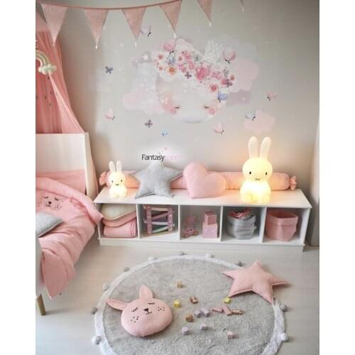 INS Nordic Baby Crawling Mat Round Hair Ball Cotton Cushion Kids Play Pad Childrens Room Decor Non-slip Mat Photography Props