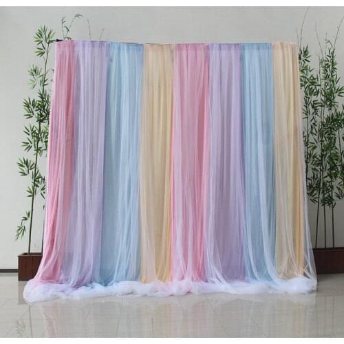 Colourful Tulle Chiffon Backdrop for Bridal Wedding Ceremony Curtains Photo Booth Background Newborn Baby Shower Party Decor