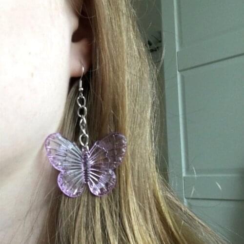 Sweet Transparent Butterfly Dangle Earrings For Women Girl Animal Cute Romantic Party Vintage Drop Earrings Fashion Jewelry