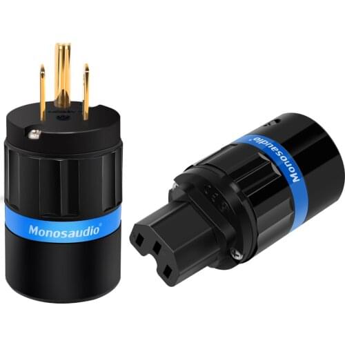 Monosaudio M104G/F104G Hi-end Copper US Power Plug Pure Copper 24k Gold Plated Hifi Audio DIY US Power Cable Connector Adapter
