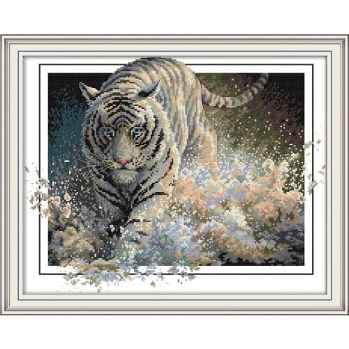 Hh Tiger 7.99USD cross stitch kit aida 14ct canvas cross stitches needlework embroidery DIY handmade