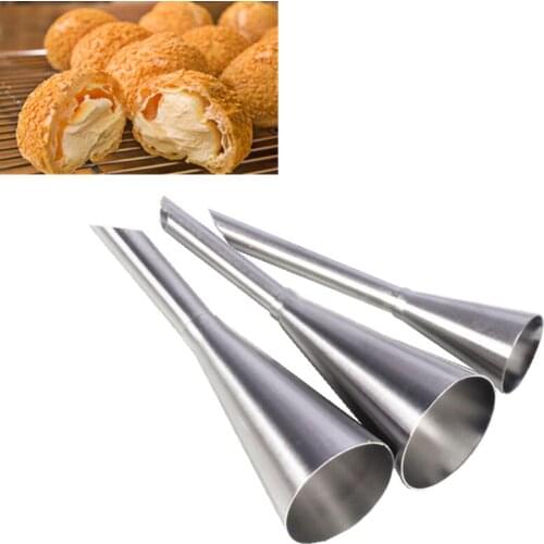 Stainless Steel Cream Puffing Icing Piping Nozzles Tips Fondant Cake Decorating Sugar Craft Dessert Pastry Tool Cake Mold 3 Size