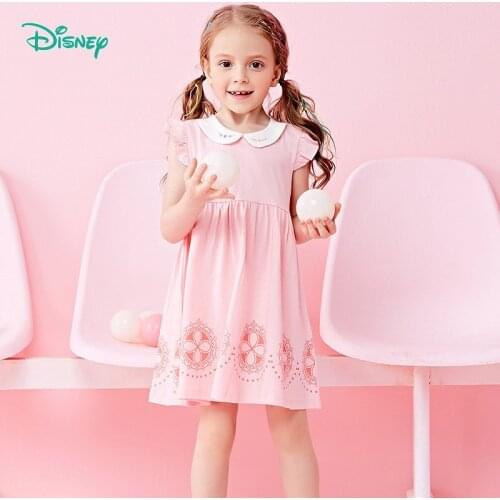 New Disney Children Dress Girl Doll Collar Short Sleeve Dress Summer Skin Friendly Ventilation Sweet Lovely Princess Dress