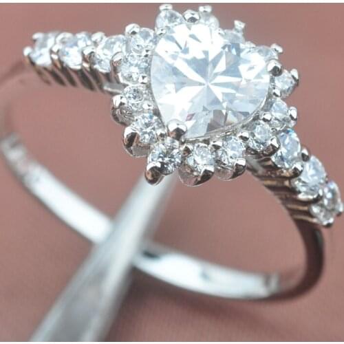 Lovely White Cubic Zirconia Silver Plated For Women Jewelry Rings Free Shipping Size 6 7 8 9 SA038