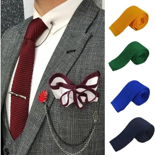 Solid Knitted Ties for men Casual Polyester Skinny Mens Neckties Fashion Candy Color Slim Neck tie for gify Wedding