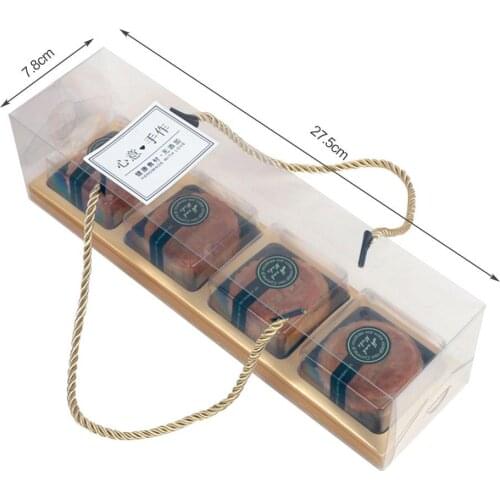 10Pcs Plastic Moon Cake Box Packaging Egg-Yolk Crisp Container Transparent Pastry Decorative Accessories Baking Packing Box