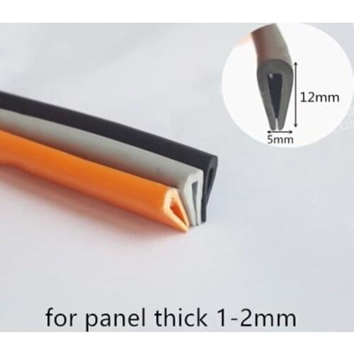 Rubber Sealing U Strip 12x5x12mm for 1-2mm thick Glass Metal Car Wood Panel Board Edge Encloser Shield Black White Gray Orange
