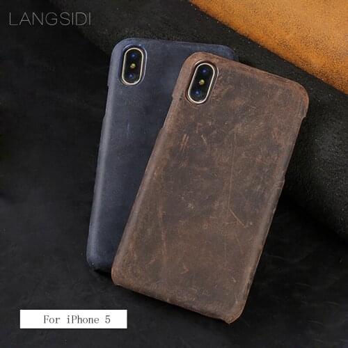 Luxury For iPhone 5 case handmade Genuine Cow Leather custom mobile phone cover case