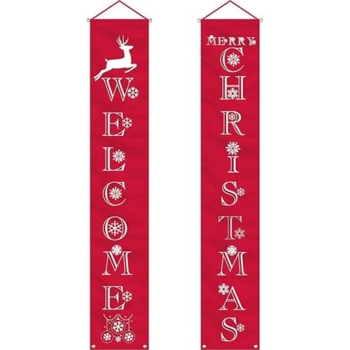 Christmas Banner Decoration Outdoor Interior Christmas Decoration Winter Happy Christmas Bright Door Sign Red Christmas Decorati