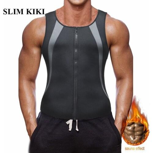 Sauna Men Shaper Tops Suit For Weight Loss Slimming Corset Hot Neoprene Sweat Body Compression Workout Tank Top Vest With Zipper