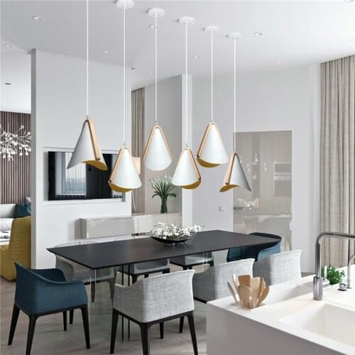 Nordic Wood Metal Pendant Light Bar Living Room Home Decor LED Suspension Luminaire Hanging Lamp Kitchen Loft Decor Dining Room