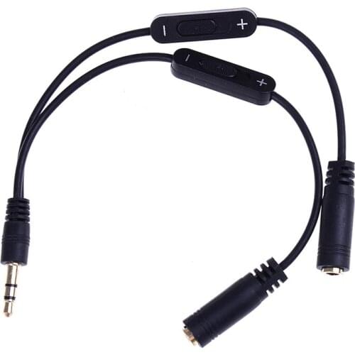 Headphone Splitter 3.5mm Jack Stereo Audio Adapter Male To 2 Female Volume + - Control Earphone Extension Cords Phone Cables