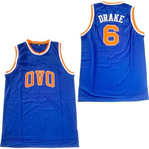 BG basketball jerseys ove 6 DRAKE Embroidery sewing Outdoor sportswear Hip-hop movie jersey bule 2020 summer big