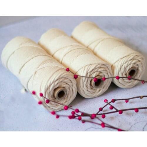 3mm*200m 100% Cotton Macrame Cord Home Decoration Accessories Arts and Crafts 2MM 1MM Twine Handmade Tapestry Cotton Rope