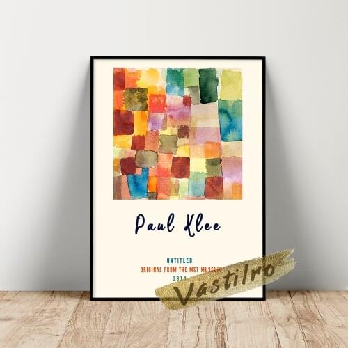 Paul Klee Museum Exhibition Poster, Klee Untitled Wall Painting, Vintage Colours Block Wall Art, Geometry Rectangle Art Prints