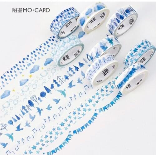 1 Roll/set Blue Washi Tape Decorative Masking Tape 15mmx7m Scrapbooking Stickers Tape for DIY Album Diary Planner
