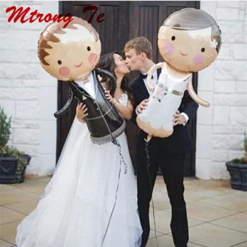 1pcs Large Size Bride Groom Couple Balloon Wedding Balloon Foil Balloons Accessory Valentine Day Decoration Inflatable Balloon