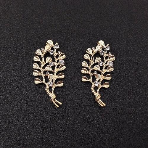 10 PCS 21*46mm Metal Tree Branch Inlaid With Rhinestone Charms Diy Accessories Handmade Jewelry Making Components