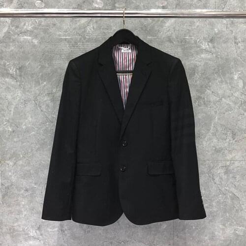 2021 Fashion Brand Formal Blazer Men Clothing Casual Suit Mens Jacket Spring Single Breasted Striped Black Wool Coat