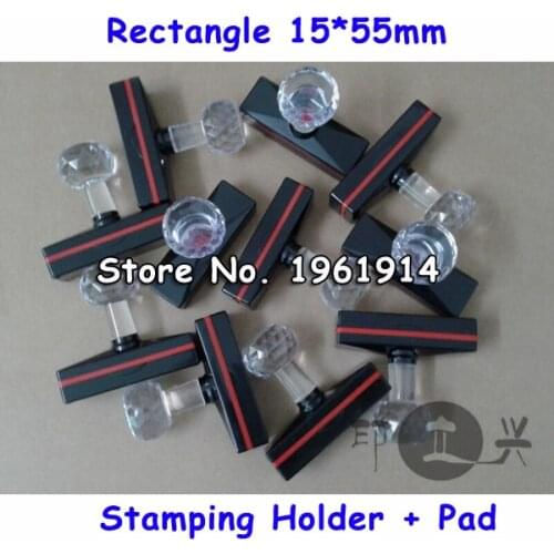 5Pcs Rectangle 15x55mm Holder with Rubber Pad for Stamp Shell Photosensitive Material Selfinking Stamping Making Seal