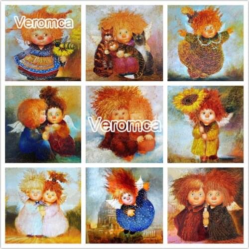 Diy Cartoon Diamond Painting Angel Child Rhinestones Diamond Embroidery Cross Stitch Sunflower Cat 5D Mosaic Picture Home Decor