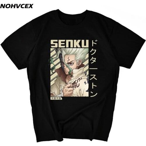 Ishigami Senkuu Dr Stone Anime T-Shirt Men Summer Clothing Funny Casual Tops Tee