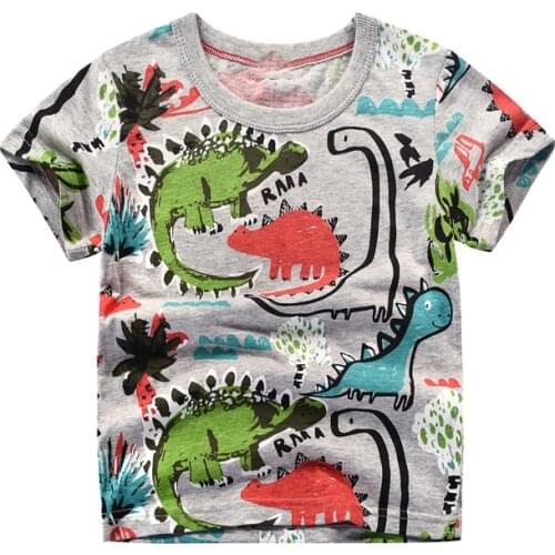 Bambino 2021 White Summer Tee for Boys 2-7 Years Dinosaur T Shirt of Children Top Clothes of School Kids 100% Cotton Clothing