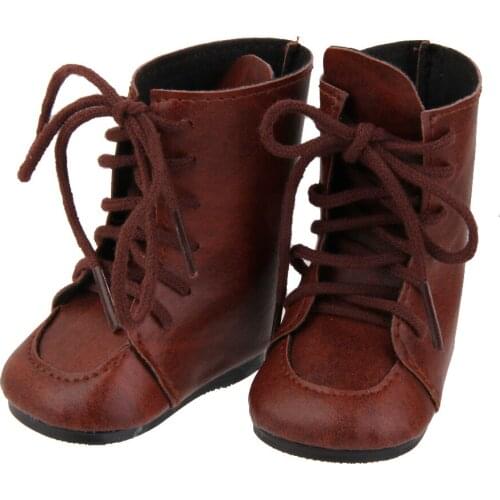 MagiDeal 1Pair Brown Boots with Bow PU 7cm Shoes for 18 Inch Doll Children Indoor Outdoor Sport Daily Wear Acce