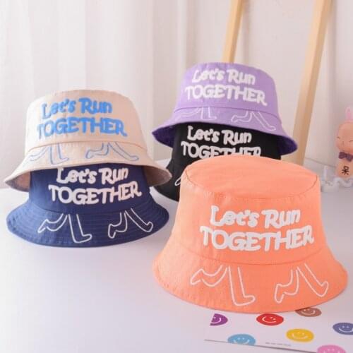 Childrens New Letter Printing Cotton Fisherman Hat Girls Outdoor Sunscreen Fisherman Hat Hip Hop Boys Fashion Panama Hat