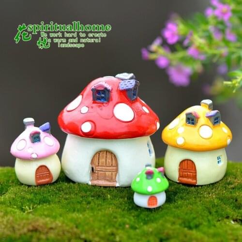 Diy Decorative Moss Micro Landscape Small Ornaments Zakka Mediterranean Style Mushroom House Castle Landscaping Decoration
