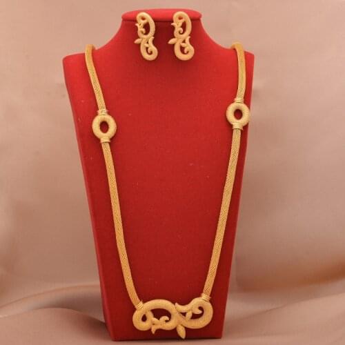 Dubai Jewelry sets 24K gold plated luxury African wedding gifts bridal bracelet necklace earrings ring jewellery set for women