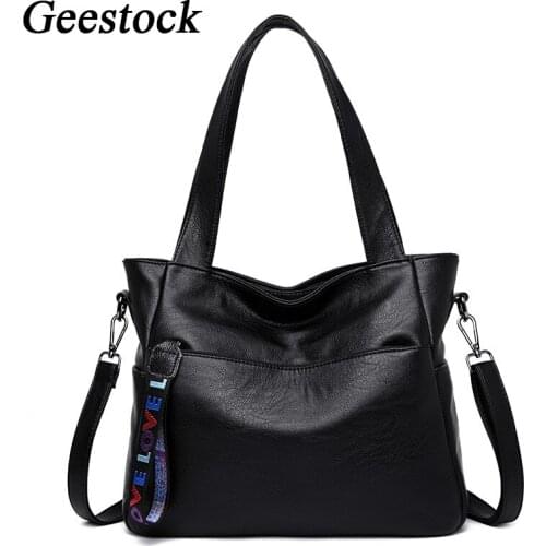 Geestock Leather Shoulder Bags for Elegant Women Handbags Designer High Quality Tote Bag Large Capacity Lady Purse Phone Pocket