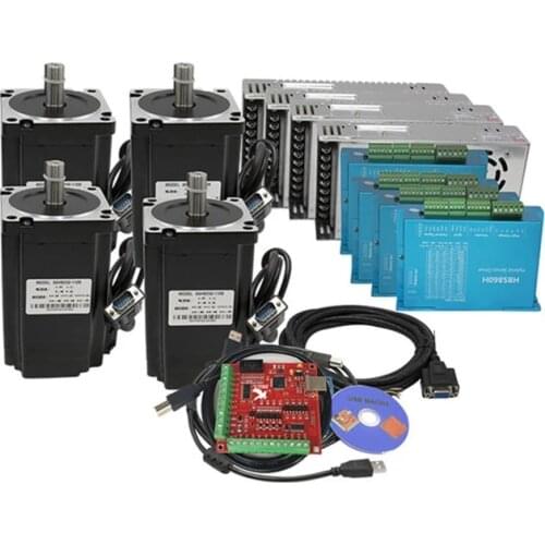 4 axis cnc Closed Loop Stepper Motor Kit Nema 34 8.5N.m step motor +Driver HBS860H