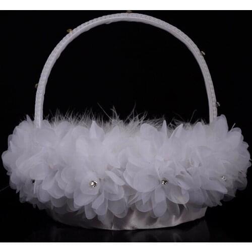 Bridal Wedding Flower Basket Fur Rose Flower Basket Wedding Decor Storage Container Western-Style Wedding Supplies